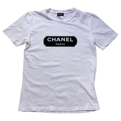 chanel black and white t shirt|Chanel white pocket shirt.